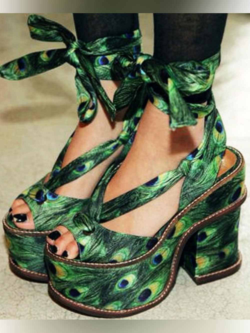 {Jeffrey Campbell} Landers Peacock Strappy Platform Heels - Picture 16 of 16